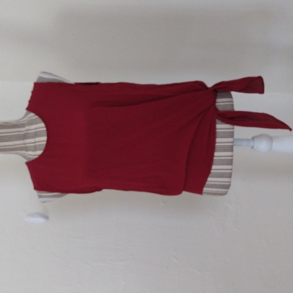 Japna Burgundy Sleeveless Front Knot Blouse Size S